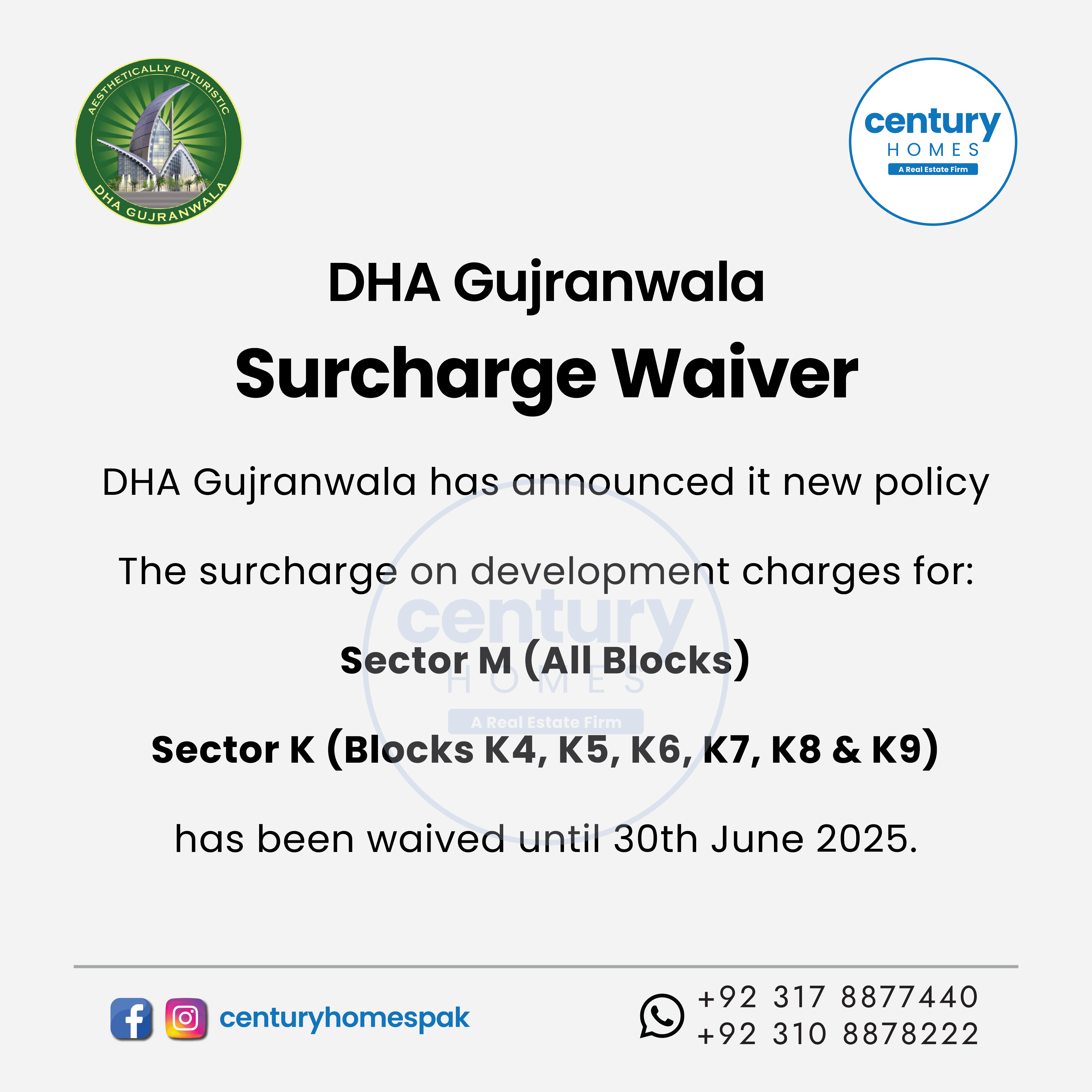 DHA Gujranwala Surcharge Waiver